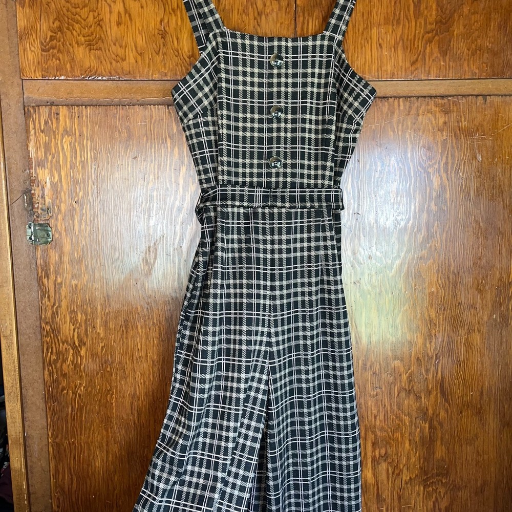 Kate and Lily Plaid Gingham Stretchy Comfort Sparkle Business Jumpsuit Women 10